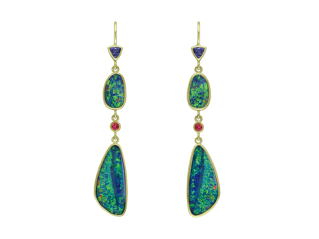 SAPPHIRE & OPAL EUROWIRE EARRINGS