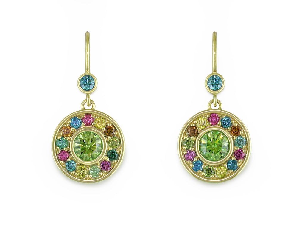 MULTICOLOR DIAMOND EUROWIRE EARRING