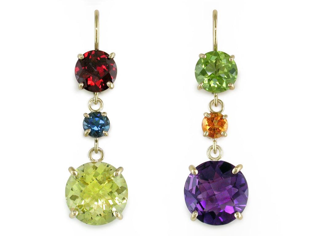 MULTICOLOR 6-WAY GEMSTONE EUROWIRE EARRINGS