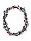 CORAL, TURQUOISE & BLACK NECKLACE