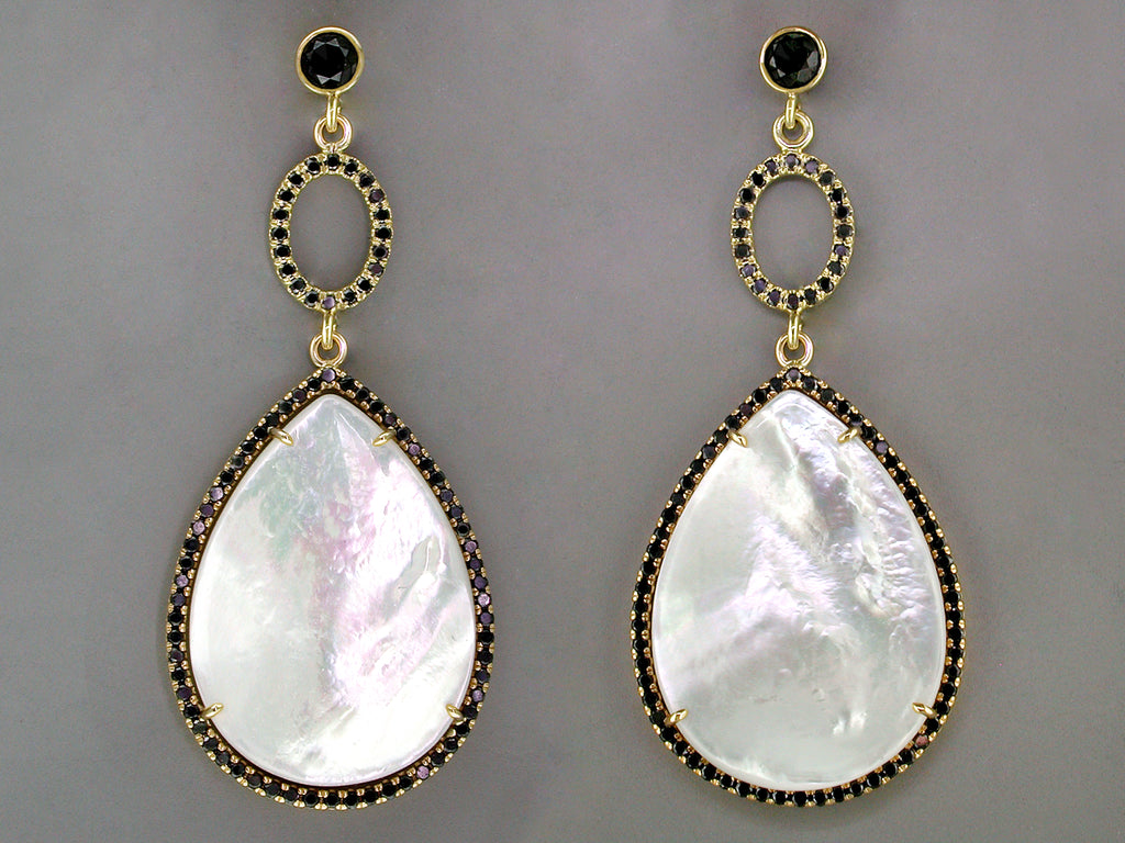 BLACK DIAMOND & MOTHER OF PEARL DROP EARRINGS
