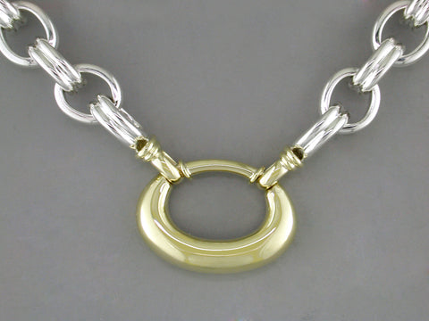 SILVER NECKLACE WITH GOLD LINKS