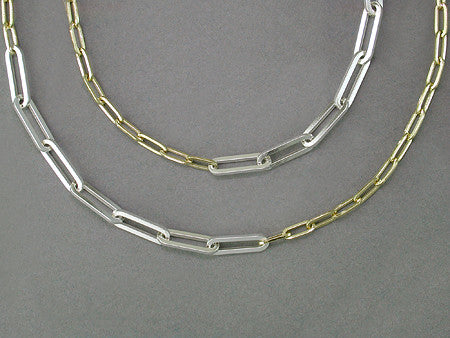 YELLOW GOLD & SILVER TRACE CHAIN NECKLACE