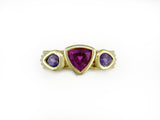 TRILLION PINK SAPPHIRE & PEAR SHAPE PURPLE SAPPHIRE RING