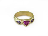 TRILLION PINK SAPPHIRE & PEAR SHAPE PURPLE SAPPHIRE RING