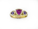 TRILLION PINK SAPPHIRE & PEAR SHAPE PURPLE SAPPHIRE RING