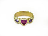 TRILLION PINK SAPPHIRE & PEAR SHAPE PURPLE SAPPHIRE RING