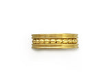 YELLOW GOLD RIBBED & BEADED BAND