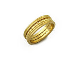YELLOW GOLD RIBBED & BEADED BAND