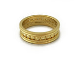 YELLOW GOLD RIBBED & BEADED BAND