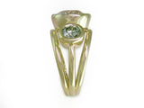 DIAMOND RING WITH MINT SAGE GREEN & ICE AQUA DIAMOND SIDE STONES
