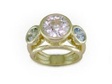 DIAMOND RING WITH MINT SAGE GREEN & ICE AQUA DIAMOND SIDE STONES