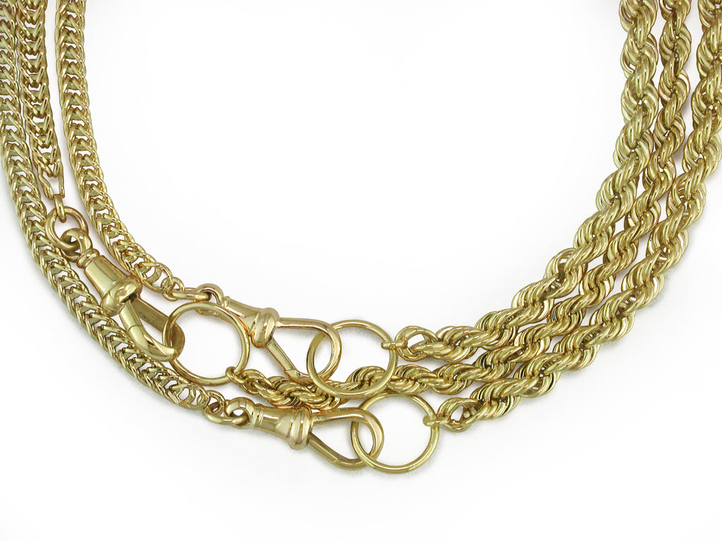 ROPE, FOXTAIL & ROUND LINK CHAIN NECKLACE