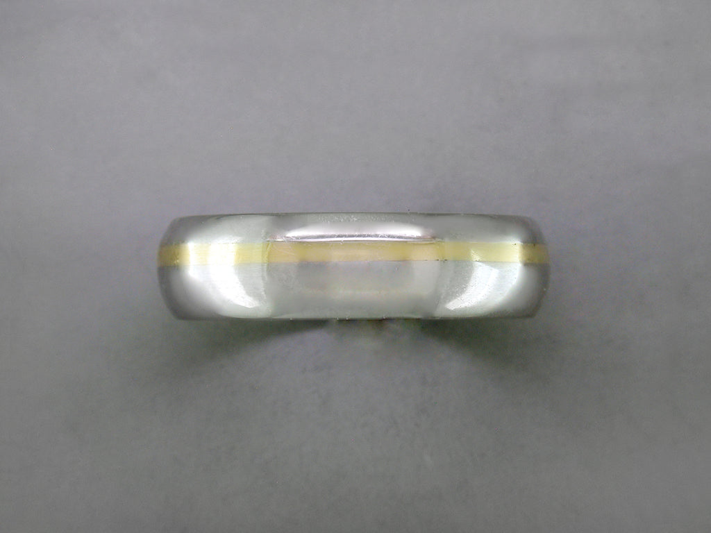 PLATINUM WEDDING BAND WITH YELLOW GOLD STRIPE