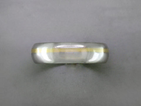 PLATINUM WEDDING BAND WITH YELLOW GOLD STRIPE