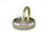 PLATINUM WEDDING BAND WITH YELLOW GOLD STRIPE