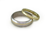 PLATINUM WEDDING BAND WITH YELLOW GOLD STRIPE