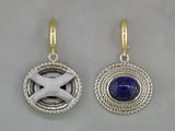 SMALL GOLD HOOP EARRINGS WITH LAPIS DROPS