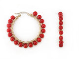 HAND-WRAPPED HOOP EARRINGS WITH CORAL
