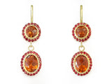 MADEIRA CITRINE DROP EARRINGS WITH RUBY MICROPAVE