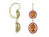 MADEIRA CITRINE DROP EARRINGS WITH RUBY MICROPAVE