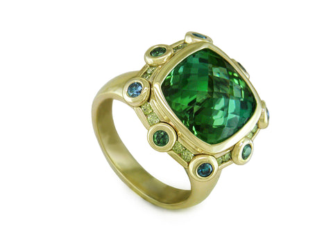 TOURMALINE & GREEN DIAMOND RING