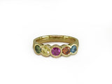 MULTICOLOR DIAMOND 5-STONE HALF-BEZEL RING