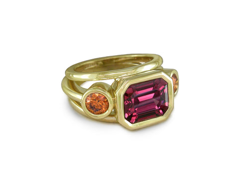 GARNET & ORANGE DIAMOND RING
