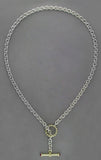 STERLING SILVER & YELLOW GOLD TOGGLE NECKLACE WITH RUBY ACCENT