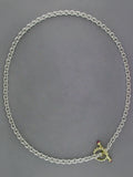 STERLING SILVER & YELLOW GOLD TOGGLE NECKLACE WITH RUBY ACCENT