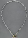STERLING SILVER & YELLOW GOLD TOGGLE NECKLACE WITH RUBY ACCENT