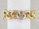 YELLOW GOLD BRACELET WITH WHITE GOLD DIAMOND PAVE LINK
