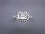 EMERALD CUT DIAMOND RING WITH PAVE BAND
