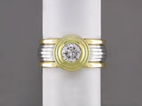 ROUND DIAMOND RING WITH RIBBED BAND