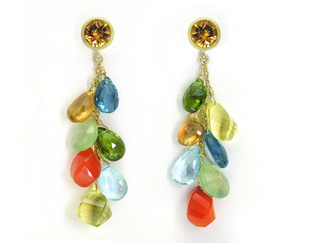 MULTISTONE DROP EARRINGS IN CITRUS COLORS