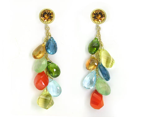 MULTISTONE DROP EARRINGS IN CITRUS COLORS