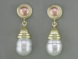 SOUTH SEA PEARL DROP EARRINGS WITH ROSE GOLD TOP