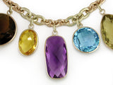 LARGE GEMSTONE DROPS ON YELLOW GOLD CHAIN