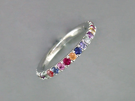MULTICOLOR SAPPHIRE MICROPAVE ETERNITY RING