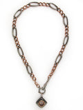 ANTIQUE SILVER & PINK GOLD CHAIN NECKLACE WITH PENDANT