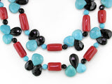 CORAL, TURQUOISE & BLACK NECKLACE