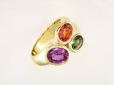 OVAL SAPPHIRE THREE COLOR RING