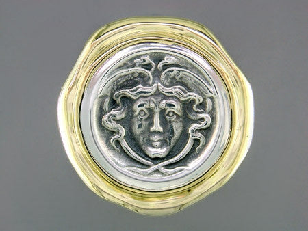 SILVER & YELLOW GOLD MEDUSA RING