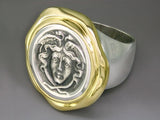 SILVER & YELLOW GOLD MEDUSA RING