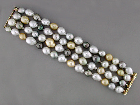 Bracelets : 7-Strand Freshwater Cultured Pearl Bracelet, ...