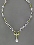 SILVER NECKLACE WITH GOLD LINKS