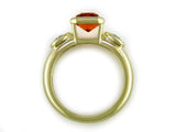 ORANGE SAPPHIRE & GREEN DIAMOND RING