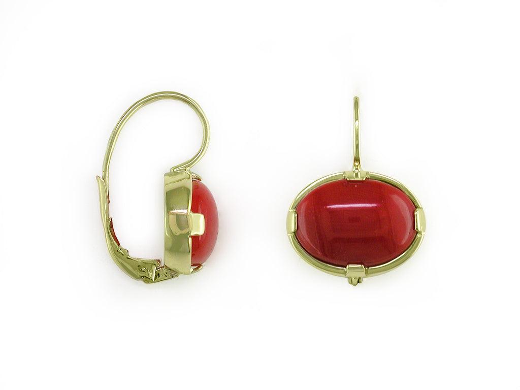 OVAL CORAL EUROWIRE EARRINGS