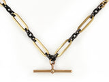YELLOW GOLD & BLACKENED STEEL CHAIN NECKLACE